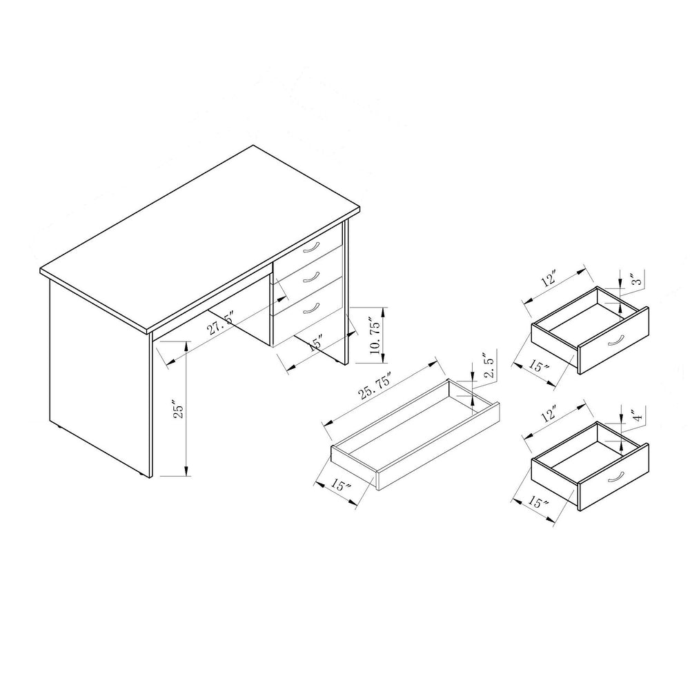 English Elm Executive Executive Office Desk with Lockable 3 Drawers & Catch-All, Distressed Grey Finish for Home Office Productivity and Secure Storage B107130990