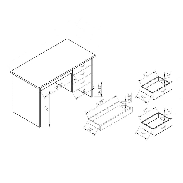 English Elm Executive Executive Office Desk with Lockable 3 Drawers & Catch-All, Distressed Grey Finish for Home Office Productivity and Secure Storage B107130990