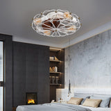 English Elm Low Profile Caged Ceiling Fan With Lights Remote Control, Embedded Modern Industrial Ceiling Fan