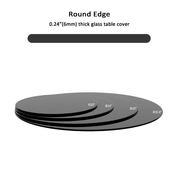 English Elm 30" Round Black Tempered Glass Table Top Polished Edge Sleek Dining Patio Surface W1265118638