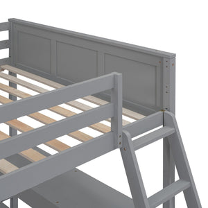 English Elm Full Over Kids Bunk Bed with Built in Study Desk and Two Storage Drawers Gray LT001006AAE-1