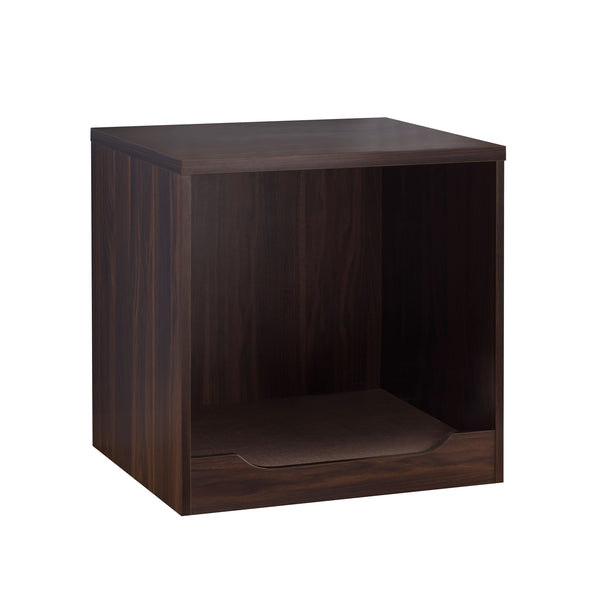 English Elm Modern Pet End Table with Removable Mat Dark Walnut — Stylish Hidden Pet Bed, Easy Access Comfort and Durable Design B107130842