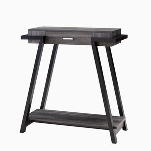 English Elm Modern Hallway Console Table with Drawer & Lower Shelf, Distressed Grey Black Two-Tone Accent Piece B107130875