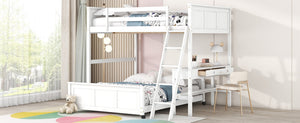 English Elm Full Over Kids Bunk Bed with Built in Study Desk and Two Storage Drawers White LT001006AAK-1