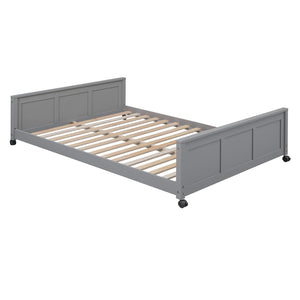 English Elm Full Over Kids Bunk Bed with Built in Study Desk and Two Storage Drawers Gray LT001006AAE