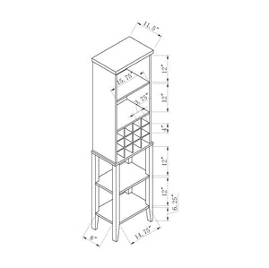 English Elm Wooden Espresso Floor Wine Rack with Glass Holders Four Shelves and Bottle Storage B107P239126