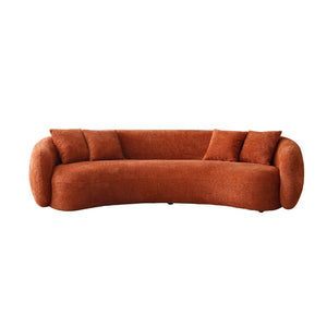 English Elm 102'' Curved Boucle Sectional Five Seat Half Moon Sofa with Plush Fleece Cushions W87694859