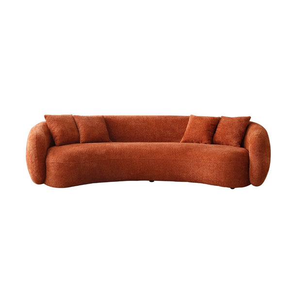 English Elm 102'' Curved Boucle Sectional Five Seat Half Moon Sofa with Plush Fleece Cushions W87694859