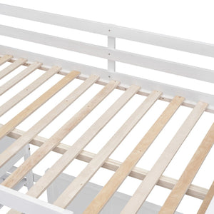 English Elm Full Over Kids Bunk Bed with Built in Study Desk and Two Storage Drawers White LT001006AAK-1
