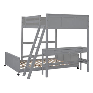 English Elm Full Over Kids Bunk Bed with Built in Study Desk and Two Storage Drawers Gray LT001006AAE-1