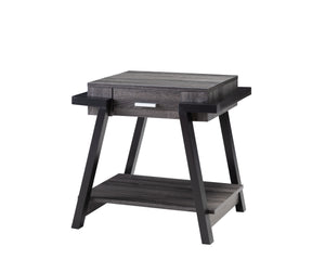 English Elm Home End Table Distressed Grey & Black — Storage Side Table with Drawer, Lower Shelf for Living Room B107131303