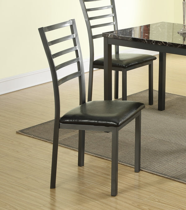 English Elm Modern 5pc Dining Set Faux Marble 48" Table with 4 Black Faux Leather Chairs Contemporary Chic B011S00541