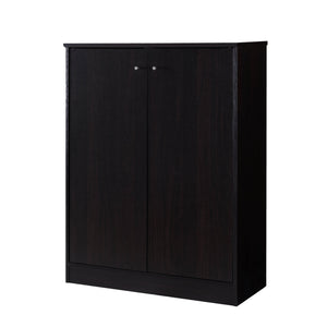 English Elm Shoe/Storage Cabinet Two-Door Five-Shelf Dark Finish with Metal Knobs, Modern Entryway Organizer B107134428
