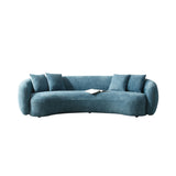 English Elm 102'' Boucle Sofa Modern Sectional Half Moon Leisure Couch Curved Sofa Teddy Fleece Velet Blue