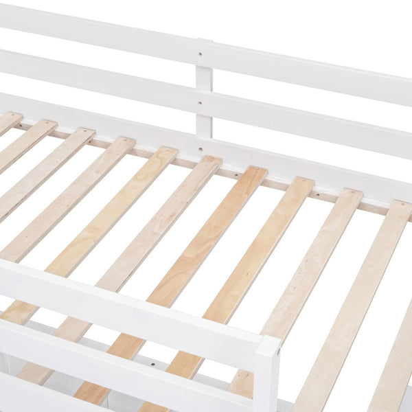 English Elm Twin Over Full Bunk Bed with Built-in Desk and Storage Drawers for Kids Rooms White LT001005AAK