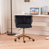 Hearth and Haven Office Desk Chair, Upholstered Home Office Desk Chairs with Adjustable Swivel Wheels, Ergonomic Office Chair For Living Room, Bedroom, Office, Vanity Study W1361121793