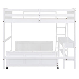 English Elm Full Over Kids Bunk Bed with Built in Study Desk and Two Storage Drawers White LT001006AAK-1
