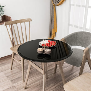 English Elm 28" Round Black Tempered Glass Tabletop Beveled Polished Edge for Dining or Patio W1265118642