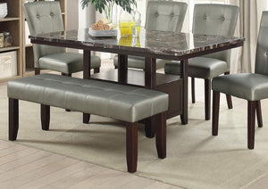 English Elm Dining Table with Faux Marble Top and Espresso Trim, 60" Rectangular Storage Base for Modern Eats Brown 43 L x 6 W x 63 H B011130014