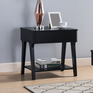 English Elm Black Lift-Top End Table with Hidden Storage and Open Shelf for Sofa Convenience and Everyday Use B107131010