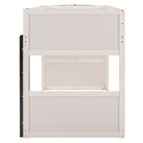 Hearth and Haven Hester Twin over Twin Boat-Like Shape Bunk Bed with Storage Shelves, Cream and Espresso GX000348AAP