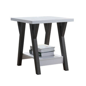 English Elm Modern White End Table with Bottom Shelf Storage, Chair Side Accent Table for Living Room Decor (97) B107131301