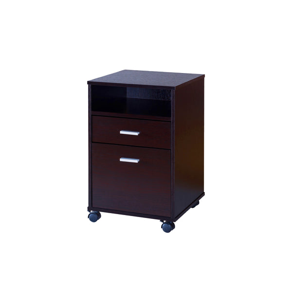 English Elm Home office desk with modesty panel and mobile locking file cabinet, two drawers, cubby, modern finish B107P283305