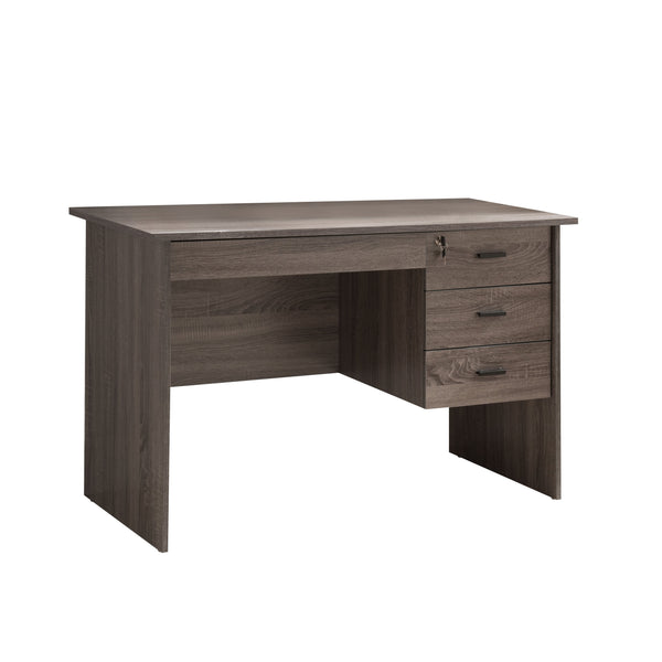 English Elm Executive Executive Office Desk with Lockable 3 Drawers & Catch-All, Distressed Grey Finish for Home Office Productivity and Secure Storage B107130990