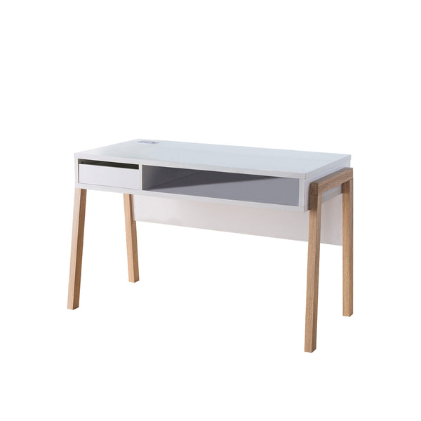 English Elm Office Desk Compact Computer Desk with Hidden Shelf, Drawer & USB/Power Outlet for Dorms/Home Offices B107P287710