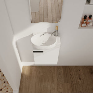 English Elm Soft Close Doors Bathroom Vanity With Ceramic Sink, 16-Inch Space-Saving Design For Small Spaces W999125017-GIGA