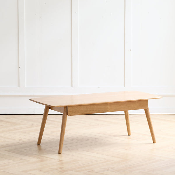 English Elm Center Table - Solid Oak Coffee & Study Desk With Storage Drawers, Easy Assembly & Durable Design W1283P290005
