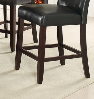 English Elm Modern Counter Height Chairs Set of 2 — Black Faux Leather Tufted Parson Stools, Espresso Trim, Plush Seating 92" B011130016