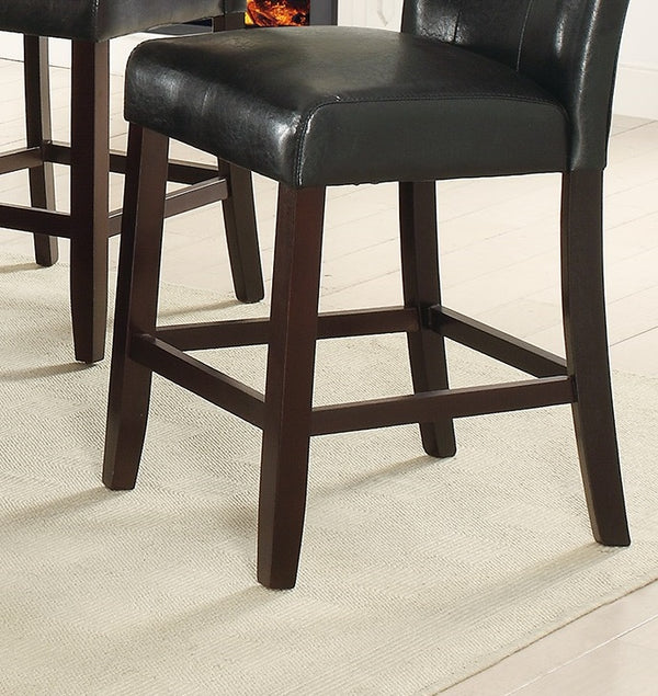 English Elm Modern Counter Height Chairs Set of 2 — Black Faux Leather Tufted Parson Stools, Espresso Trim, Plush Seating 92" B011130016