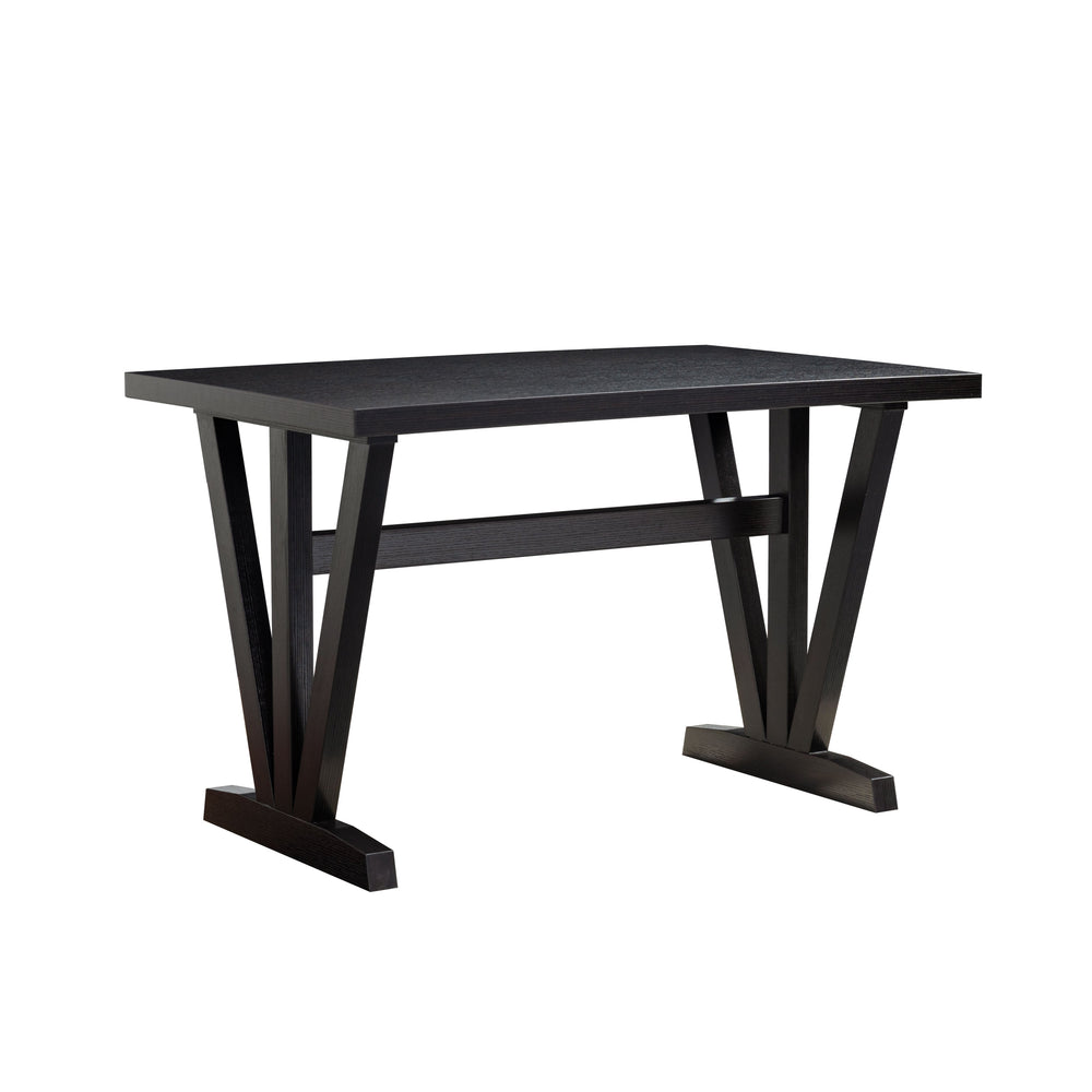 English Elm Dark Espresso 4‑Seat Dining Table with Pre‑Assembled Frame, Spacer Bar Stability, Melamine Top B107P355218