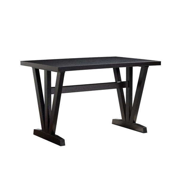 English Elm Dark Espresso 4‑Seat Dining Table with Pre‑Assembled Frame, Spacer Bar Stability, Melamine Top B107P355218