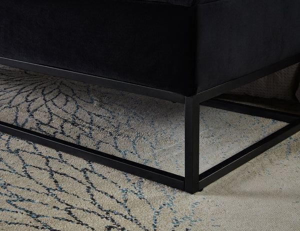 English Elm 58.6" Bed Bench Sturdy Metal Base with Velvet Upholstery, Hidden Storage, 500lb Capacity Elegance Black W1097119560