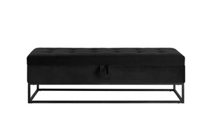 English Elm 58.6" Bed Bench Sturdy Metal Base with Velvet Upholstery, Hidden Storage, 500lb Capacity Elegance Black W1097119560