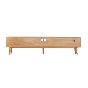 English Elm North American Solid Beech Media Console Tempered Glass Doors Two Drawers Living Room W1283130085