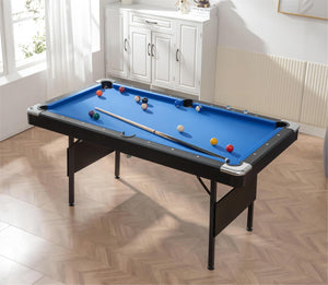 English Elm 3 in 1 Foldable Game Table Pool Billiards Tennis Blue Velvet Surface Family Fun W1936P415751