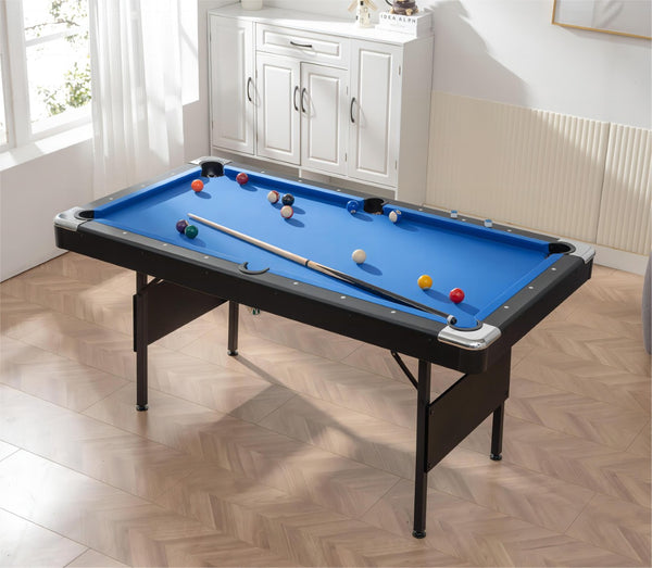 English Elm 3 in 1 Foldable Game Table Pool Billiards Tennis Blue Velvet Surface Family Fun W1936P415751