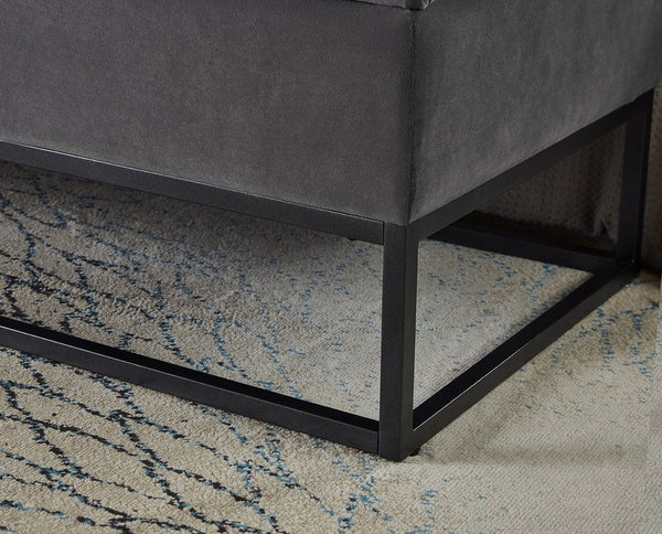 English Elm 58.6" Bed Bench Sturdy Metal Base with Velvet Upholstery, Hidden Storage, 500lb Capacity Elegance Grey W1097119559