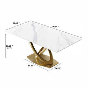 English Elm 70.84 Sintered Stone White Rectangular Dining Tabletop Panel Seats 8 Modern Decor W1535P482629