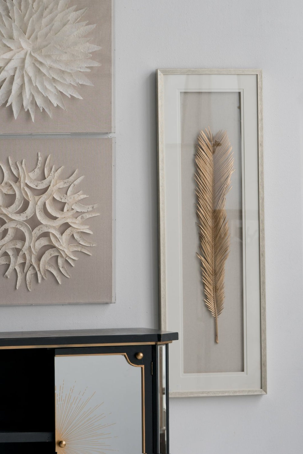 English Elm Set of 2 Hand Carved Feather Wing Wood Wall Panels Whitewash Farmhouse Decor W2078130258