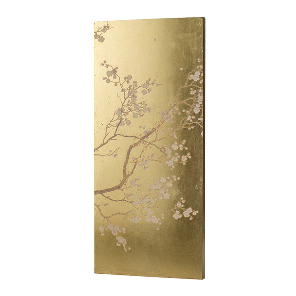 English Elm Set of 2 Cherry Blossom Vertical Wall Panels Pink Gold Botanical Living Room Art W2078130261