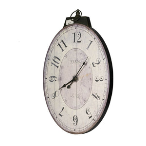 English Elm 18" Oval Antique White Wall Clock Weathered Farmhouse Decor for Living Rooms W2078130248