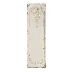 English Elm Set of 3 Boiserie Inspired Magnesia Relief Panels Weathered White Sculptural Wall Decor W2078130260