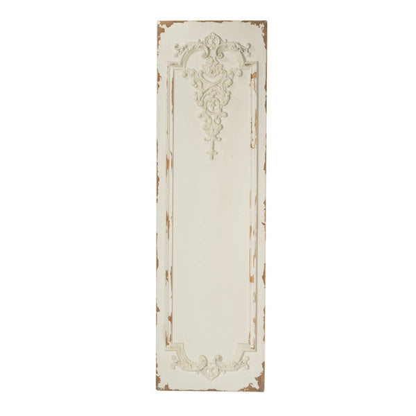 English Elm Set of 3 Boiserie Inspired Magnesia Relief Panels Weathered White Sculptural Wall Decor W2078130260