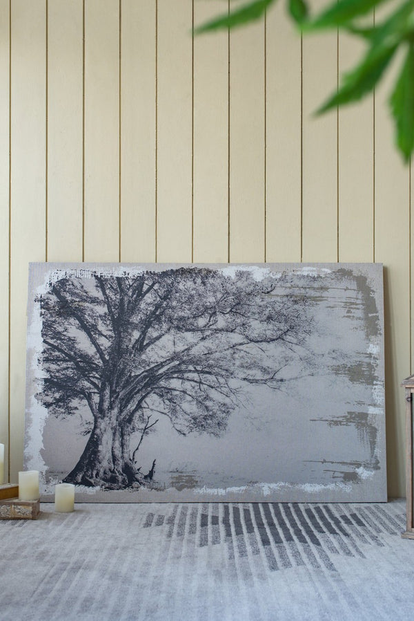 English Elm 59" Oversized Botanical Canvas Print Charcoal Arboreal Art for Living Room Walls W2078130253