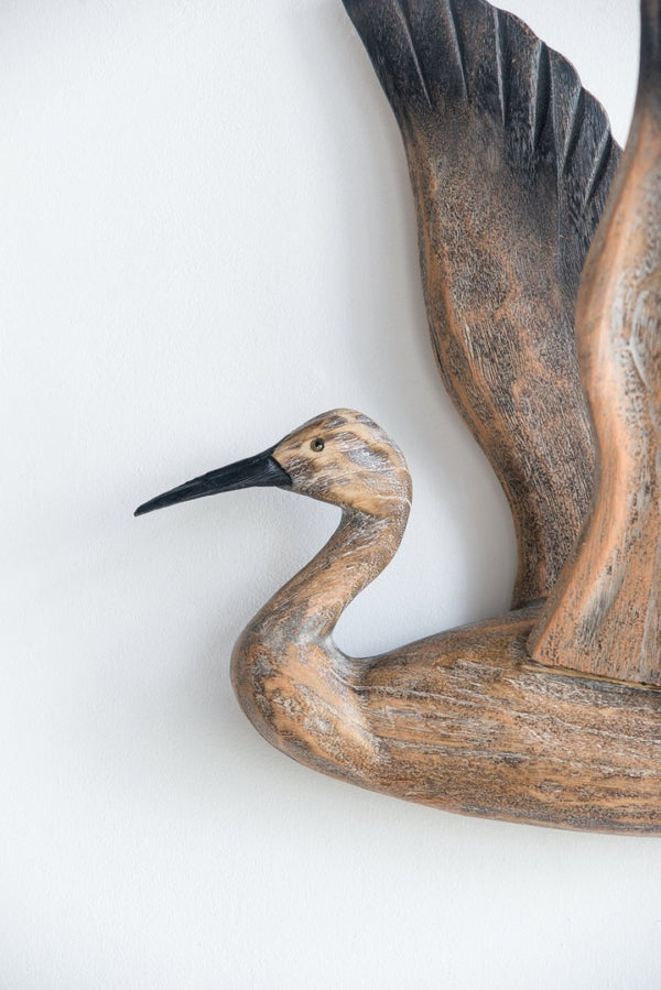 English Elm Set of 3 Sculpted Geese Wall Art Pinewood Birds Rustic Farmhouse Flying Decor W2078130257