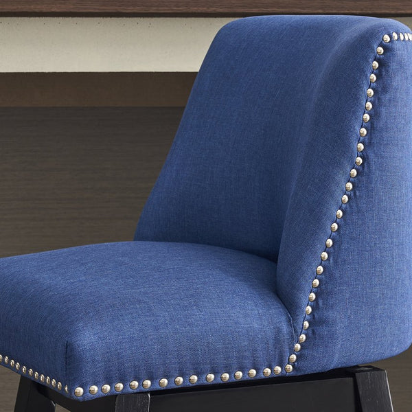 English Elm 26" Upholstered Swivel Bar Stools Set of 2 — Linen High-Back Counter Stools with Nailhead Trim, 360° Swivel, Cushioned Comfort W1893123707